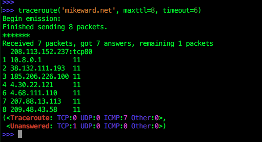 traceroute in scapy